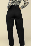 Casual Solid Color Patchwork Loose Mid Waist Conventional Patchwork Bottoms