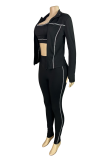 Casual Zipper Zipper Collar Long Sleeve Three Pieces