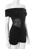 Sexy Solid Color See-Through Off Shoulder Skinny Rompers
