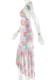 Sexy Print Spaghetti Strap Irregular Dresses