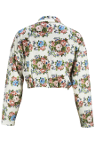 Casual Print Zipper Zipper Collar Outerwear