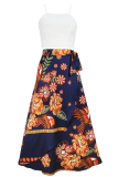 Casual Print Strap Design Spaghetti Strap Sleeveless Two Pieces