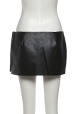 Sexy Solid Color Buttons Regular Patchwork Bottoms