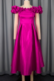 Elegant Solid Color Ruched Off Shoulder A Line Dresses