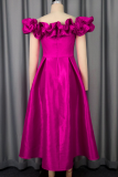 Elegant Solid Color Ruched Off Shoulder A Line Dresses