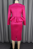 Elegant Solid Color Sequins Flounce Asymmetrical Collar Wrapped Skirt Dresses