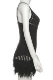 Sexy Solid Color Patchwork Spaghetti Strap Dresses