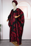 Casual Flowers Contrast V Neck Long Dresses