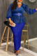 Elegant Solid Color Sequins With Belt V Neck Long Plus Size Dresses