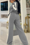 Casual Zipper Contrast O Neck Long Sleeve Two Pieces