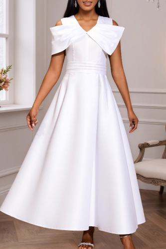 Elegant Solid Color Patchwork V Neck Evening Dresses