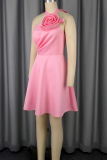 Elegant Solid Color Flower Shape Halter A Line Dresses
