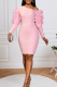 Elegant Solid Color Flounce Oblique Collar Wrapped Skirt Dresses