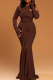 Sexy Solid Color Hollow Out O Neck Long Dresses