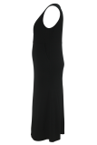Casual Solid Color Pocket Strap Plus Size Dresses