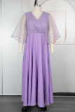 Casual Solid Color Hot Drill V Neck Long Plus Size Dresses