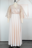 Casual Solid Color Hot Drill V Neck Long Plus Size Dresses