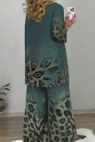 Casual Print Patchwork O Neck Plus Size Two Pieces