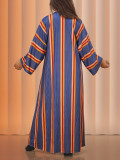 Casual Stripe Patchwork Cardigan Collar Long Sleeve Two Pieces