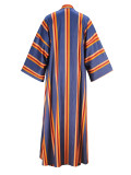 Casual Stripe Patchwork Cardigan Collar Long Sleeve Two Pieces