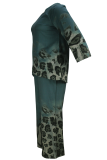 Casual Print Patchwork O Neck Plus Size Two Pieces