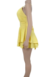 Sexy Solid Color Patchwork Spaghetti Strap Sling Dresses