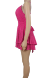 Sexy Solid Color Patchwork Spaghetti Strap Sling Dresses