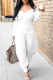 Casual Solid Color Patchwork V Neck Regular Jumpsuits
