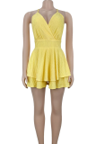 Sexy Solid Color Patchwork Spaghetti Strap Sling Dresses