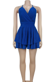 Sexy Solid Color Patchwork Spaghetti Strap Sling Dresses
