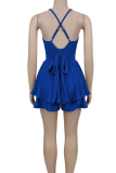 Sexy Solid Color Patchwork Spaghetti Strap Sling Dresses