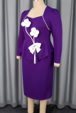 Elegant Flowers Patchwork Square Neck Long Dresses