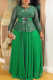 Elegant Solid Color Sequins With Belt O Neck Long Plus Size Dresses