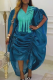 Casual Ruched Contrast V Neck Long Dresses
