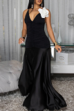 Sexy Solid Color Backless Spaghetti Strap Long Dresses