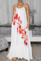 Sexy Print Backless Spaghetti Strap Long Dresses