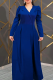 Elegant Solid Color Patchwork V Neck Long Plus Size Dresses