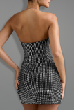 Sexy Solid Color Backless Hot Drill Halter Wrapped Skirt Dresses
