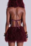 Sexy Solid Color Hooded Sleeveless Two Pieces