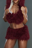 Sexy Solid Color Hooded Sleeveless Two Pieces