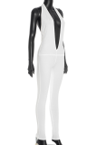Sexy Solid Color Backless Deep V Neck Skinny Jumpsuits
