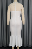 Elegant Solid Color Beading O Neck Evening Dresses