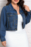 Casual Solid Color Buckle Turndown Collar Plus Size Overcoat