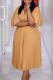 Elegant Solid Color Zipper Pleated V Neck Long Plus Size Dresses