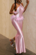 Sexy Solid Color Backless Halter Long Dresses