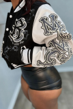 Casual Letters Buckle O Neck Outerwear