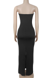 Sexy Solid Color Hot Drill Strapless Long Dresses