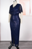 Elegant Solid Color Slit V Neck Long Plus Size Dresses