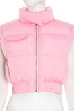 Casual Solid Color Zipper Mandarin Collar Outerwear