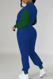 Casual Stripe Contrast O Neck Long Sleeve Two Pieces